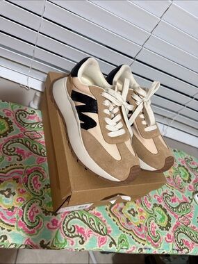 Steve Madden Neutral Suede Lace-Up Sneakers with Black Accent